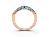 Rose gold Three-Row Pavé Round Aquamarine Dome Band_9