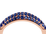 Rose gold Three-Row Pavé Round Blue Sapphire Dome Band_10