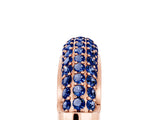 Rose gold Three-Row Pavé Round Blue Sapphire Dome Band_11