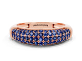 Rose gold Three-Row Pavé Round Blue Sapphire Dome Band_6