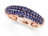 Rose gold Three-Row Pavé Round Blue Sapphire Dome Band_7