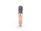 Rose gold Three-Row Pavé Round Blue Sapphire Dome Band_8