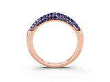 Rose gold Three-Row Pavé Round Blue Sapphire Dome Band_9