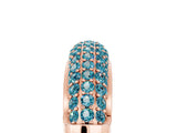 Rose gold Three-Row Pavé Round Blue Topaz Dome Band_11