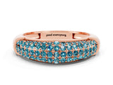 Rose gold Three-Row Pavé Round Blue Topaz Dome Band_6