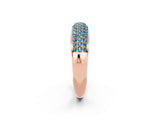 Rose gold Three-Row Pavé Round Blue Topaz Dome Band_8