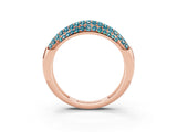 Rose gold Three-Row Pavé Round Blue Topaz Dome Band_9