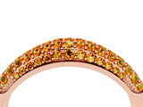 Rose gold Three-Row Pavé Round Citrine Dome Band_10