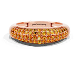 Rose gold Three-Row Pavé Round Citrine Dome Band_6