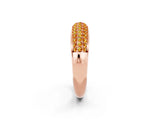 Rose gold Three-Row Pavé Round Citrine Dome Band_8