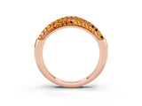 Rose gold Three-Row Pavé Round Citrine Dome Band_9