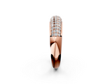 Rose gold Three-Row Pavé Round Diamond Dome Band with Shared Prong Setting_120
