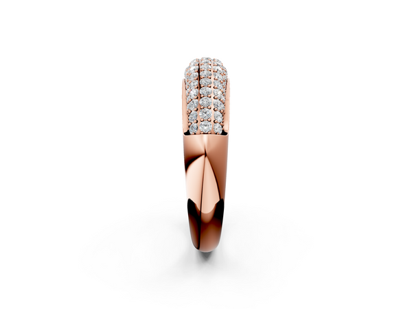 Rose gold Three-Row Pavé Round Diamond Dome Band