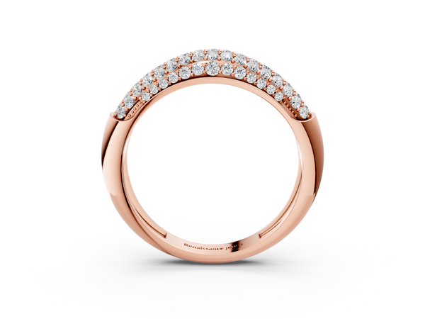 Rose gold Three-Row Pavé Round Diamond Dome Band