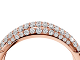 Rose gold Three-Row Pavé Round Diamond Dome Band with Shared Prong Setting_122