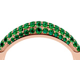 Rose gold Three-Row Pavé Round Emerald Dome Band_10