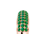 Rose gold Three-Row Pavé Round Emerald Dome Band_11