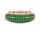 Rose gold Three-Row Pavé Round Emerald Dome Band_6