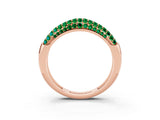 Rose gold Three-Row Pavé Round Emerald Dome Band_9