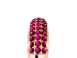 Rose gold Three-Row Pavé Round Garnet Dome Band_11