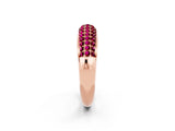 Rose gold Three-Row Pavé Round Garnet Dome Band_8