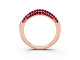 Rose gold Three-Row Pavé Round Garnet Dome Band_9