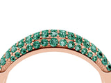Rose gold Three-Row Pavé Round Green Sapphire Dome Band_10
