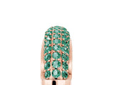 Rose gold Three-Row Pavé Round Green Sapphire Dome Band_11