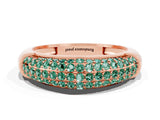 Rose gold Three-Row Pavé Round Green Sapphire Dome Band_6