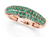 Rose gold Three-Row Pavé Round Green Sapphire Dome Band_7