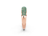 Rose gold Three-Row Pavé Round Green Sapphire Dome Band_8