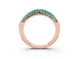 Rose gold Three-Row Pavé Round Green Sapphire Dome Band_9