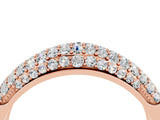 Rose gold Three-Row Pavé Round Moissanite Dome Band_10