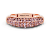 Rose gold Three-Row Pavé Round Morganite Dome Band_6