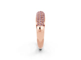 Rose gold Three-Row Pavé Round Morganite Dome Band_8