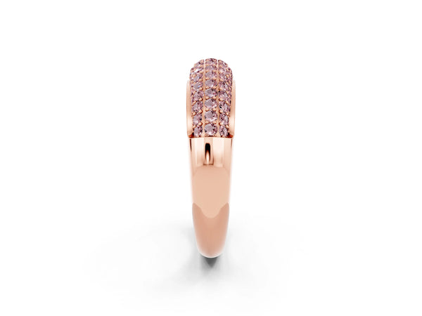 Rose gold Three-Row Pavé Round Morganite Dome Band