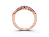 Rose gold Three-Row Pavé Round Morganite Dome Band_9