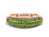 Rose gold Three-Row Pavé Round Peridot Dome Band_6