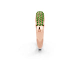 Rose gold Three-Row Pavé Round Peridot Dome Band_8