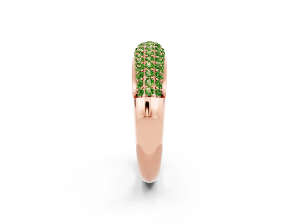 Rose gold Three-Row Pavé Round Peridot Dome Band