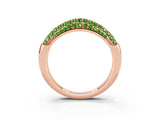 Rose gold Three-Row Pavé Round Peridot Dome Band_9