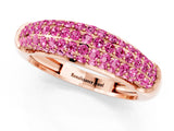 Rose gold Three-Row Pavé Round Pink Sapphire Dome Band_19