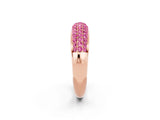 Rose gold Three-Row Pavé Round Pink Sapphire Dome Band_20