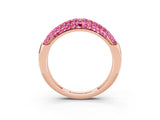 Rose gold Three-Row Pavé Round Pink Sapphire Dome Band_21
