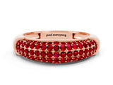 Rose gold Three-Row Pavé Round Ruby Dome Band_6