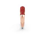 Rose gold Three-Row Pavé Round Ruby Dome Band_8