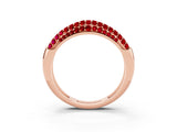 Rose gold Three-Row Pavé Round Ruby Dome Band_9