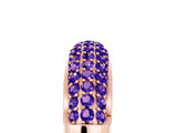 Rose gold Three-Row Pavé Round Tanzanite Dome Band_11