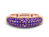 Rose gold Three-Row Pavé Round Tanzanite Dome Band_6