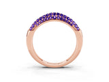 Rose gold Three-Row Pavé Round Tanzanite Dome Band_9